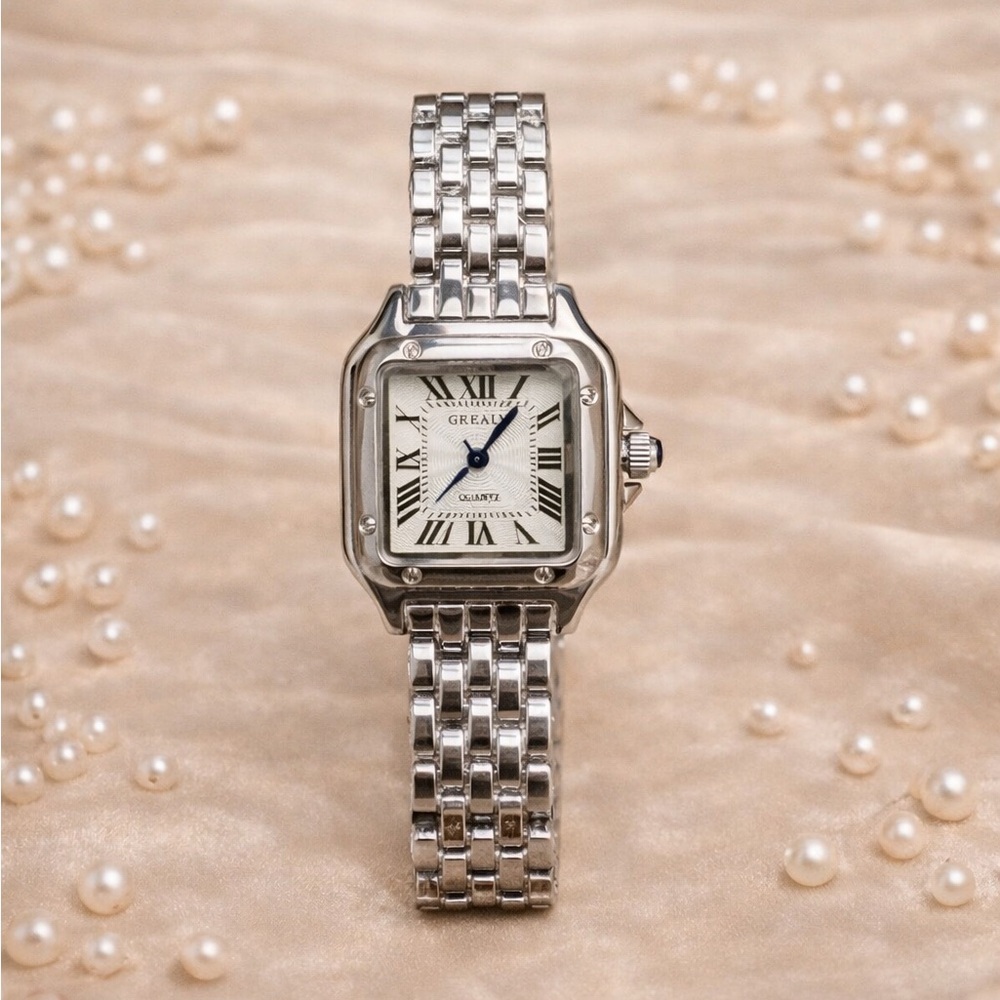 Panthere Classic Rectangle Stainless Steel Watch